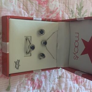 Sapphire necklace earrings and ring